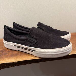 Sperry Top Sider Shoes Mens 12 Slip On Sneakers Black Canvas Low Round
